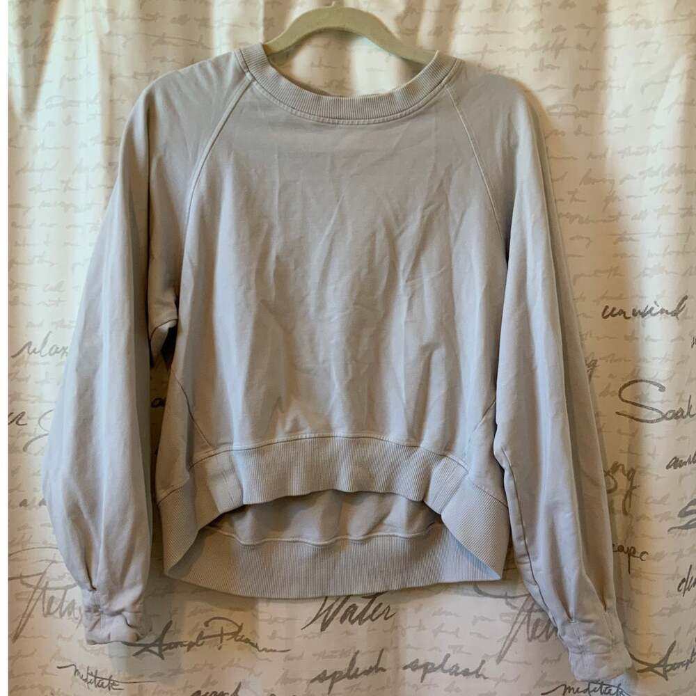 Lululemon Blue Gray Cropped HiLow Crewneck Sweatshirt Medium